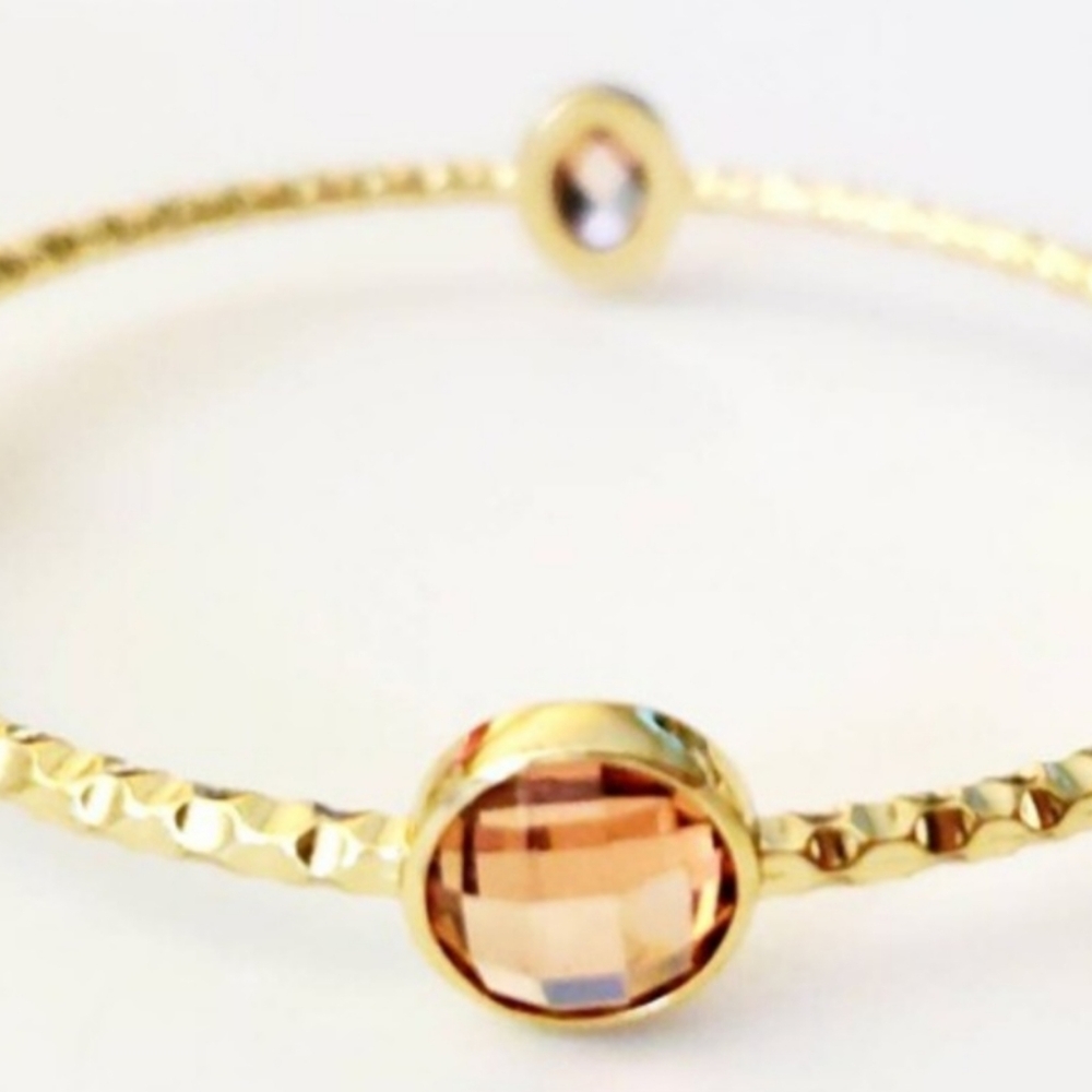 Vintage Stsckable Amber Crystal BraceletBangle Large Multi shape Brillant Cut